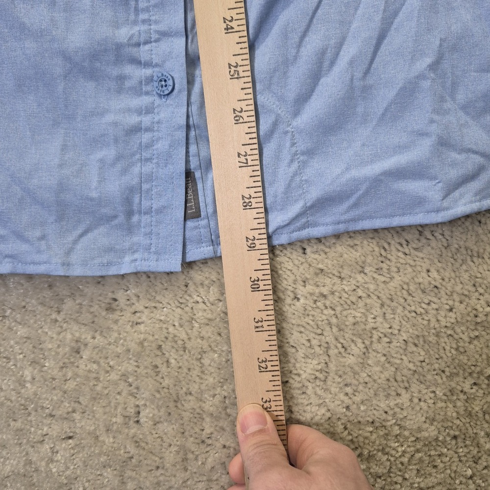 LL Bean No Fly Zone Shirt Womens 1X Blue Button Up Roll Tab Fish Hiking Outdoor - Picture 7 of 9